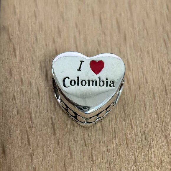 Pandora Colombia Flag Exclusive Heart Bead Charm, S925 Silver Jewelry - Picture 2 of 4